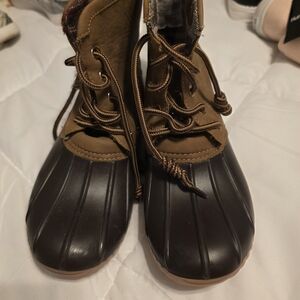 Brown and Black Duck Boots